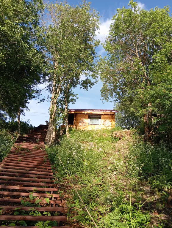 Деревянный дом, на берегу меличуярви, на краю леса в карельском селе