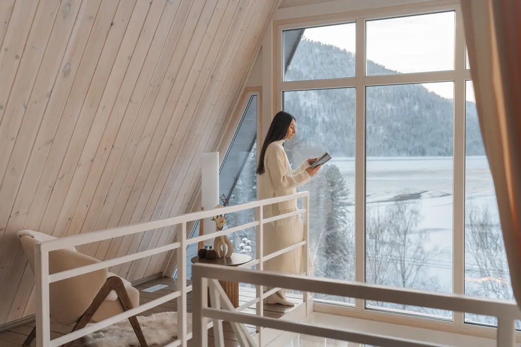 Villa Roma Телецкое - панорамный А-фрэйм 3 с видом на горы и озеро