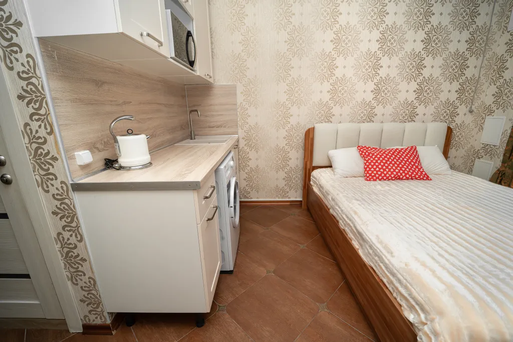 Очень теплый апартамент с открытым балконом, кухней, парковкой