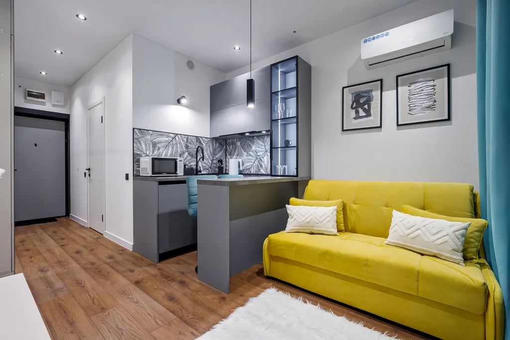 Квартира Квартира Уютная студия на двоих с удобным диваном-кроватью и собственной кухней — Москва