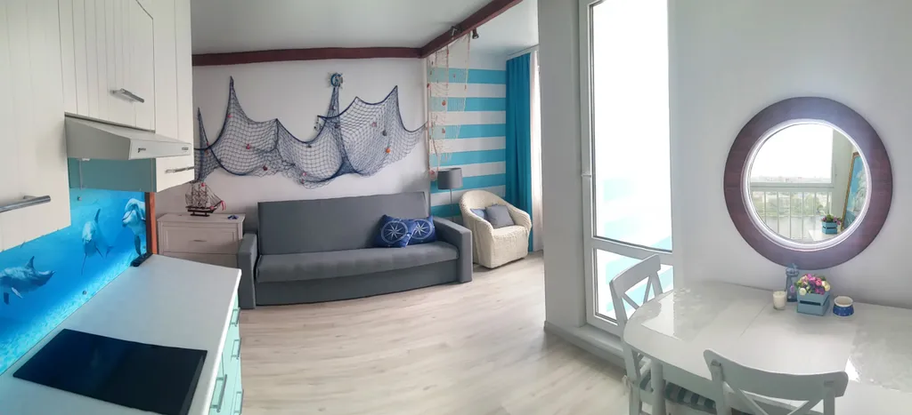 Квартира Квартира Студия в морском стиле с видом на Неву — Санкт-Петербург