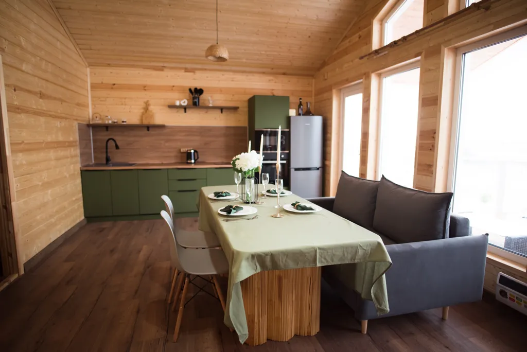 Дом и баня с чаном с видом на озеро