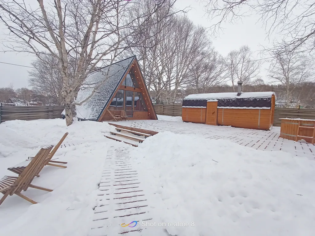 Домик А-фрейм с баней и купелью