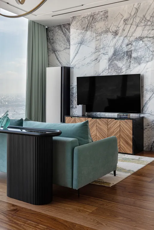 Роскошный апартамент Табрис на 81 этаже с ванной у окна в спальне