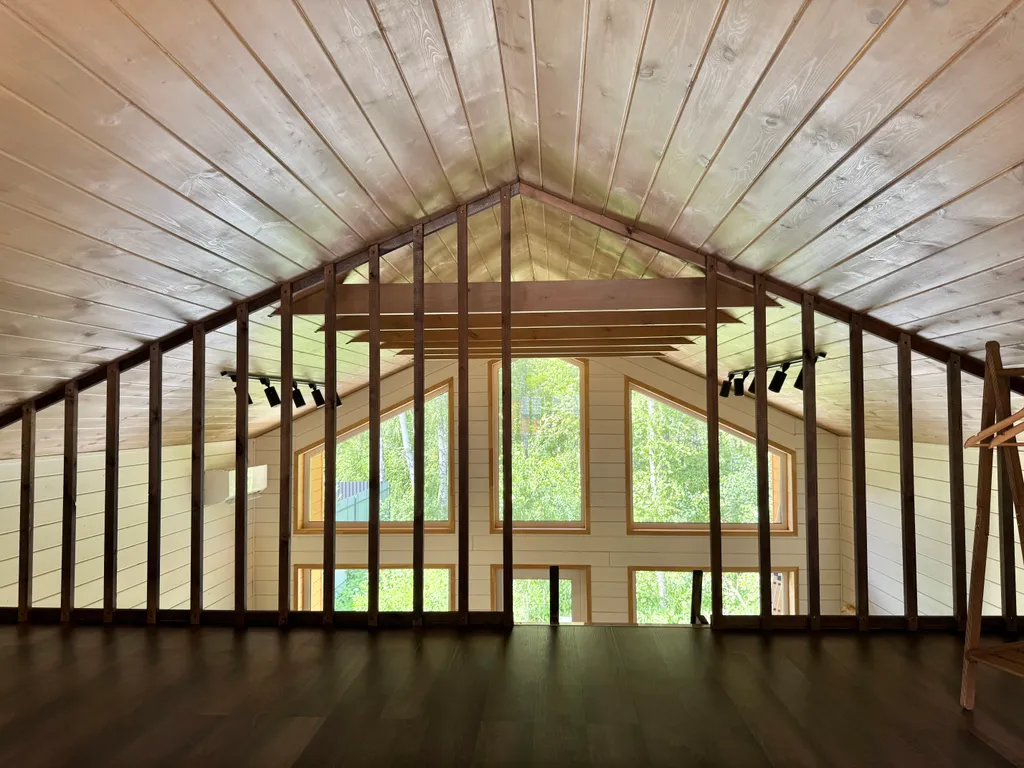 Дом в эко стиле с мангалом и видом на лес