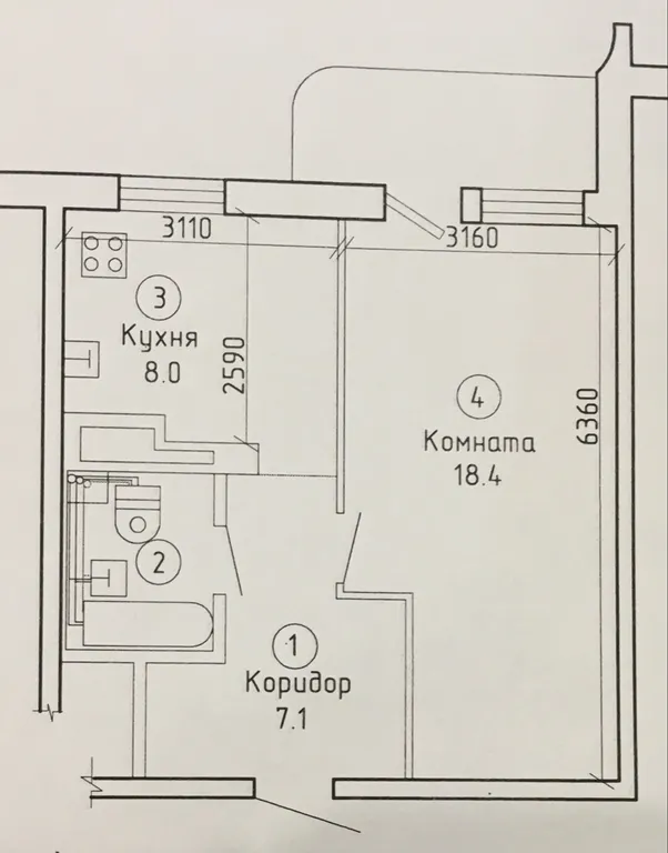1-комнатная Квартира
