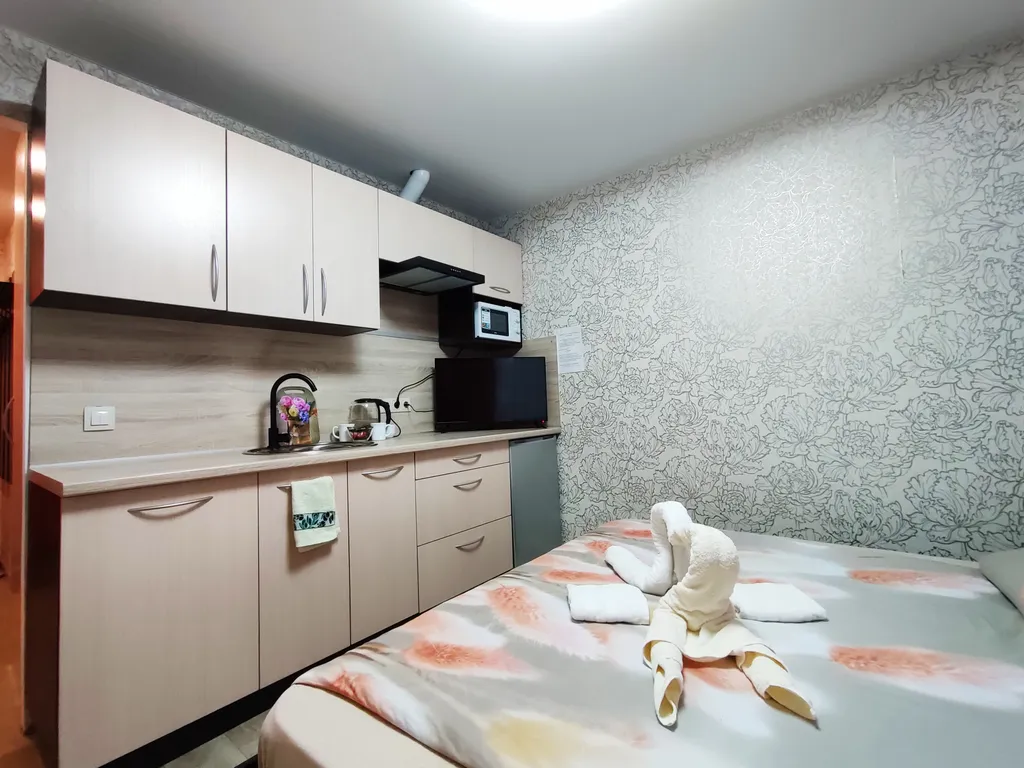 Студия с огромной кроватью в центре