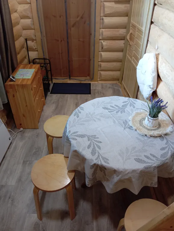 Деревянный дом, на берегу меличуярви, на краю леса в карельском селе