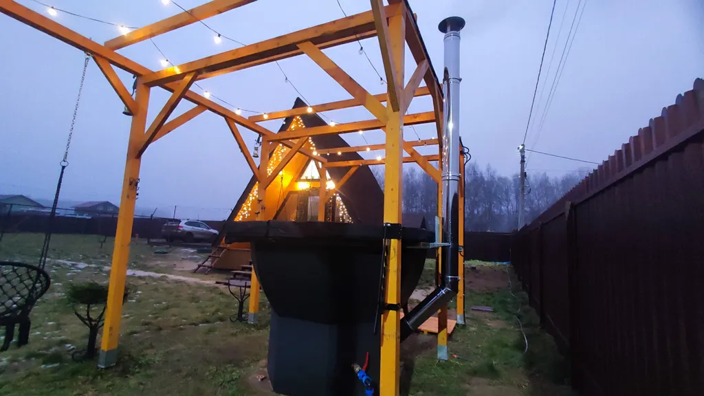 Дом А-фрейм с банным чаном