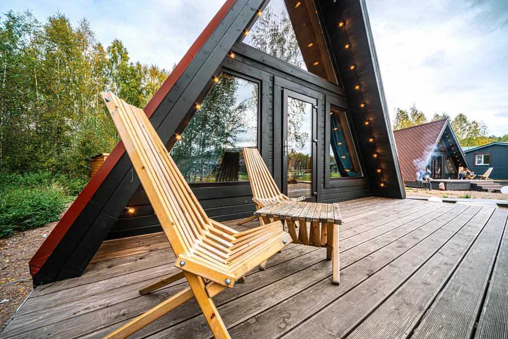 Коттедж Домик A-frame рядом с озером — Светлое