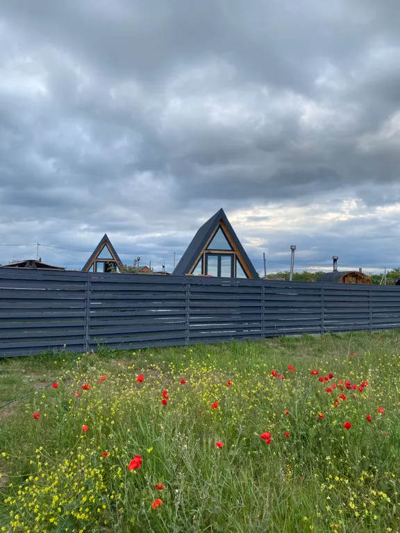 Домик а фрейм для круглогодичного отдыха с джакузи и баней