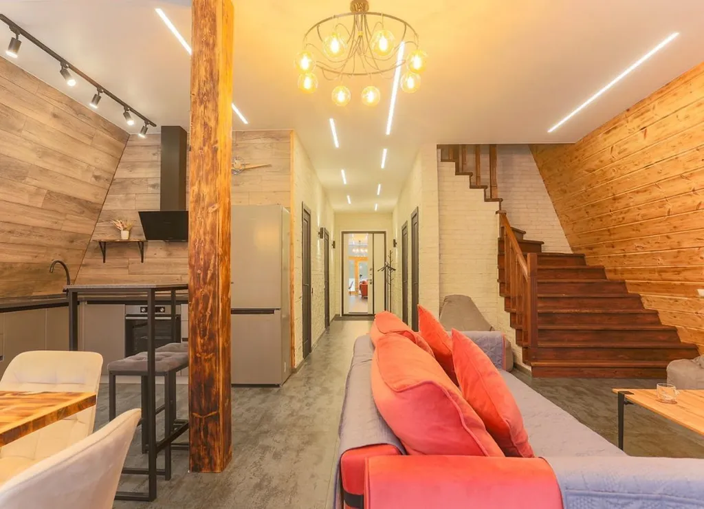 Большой дом a-frame в-небо с бассейном