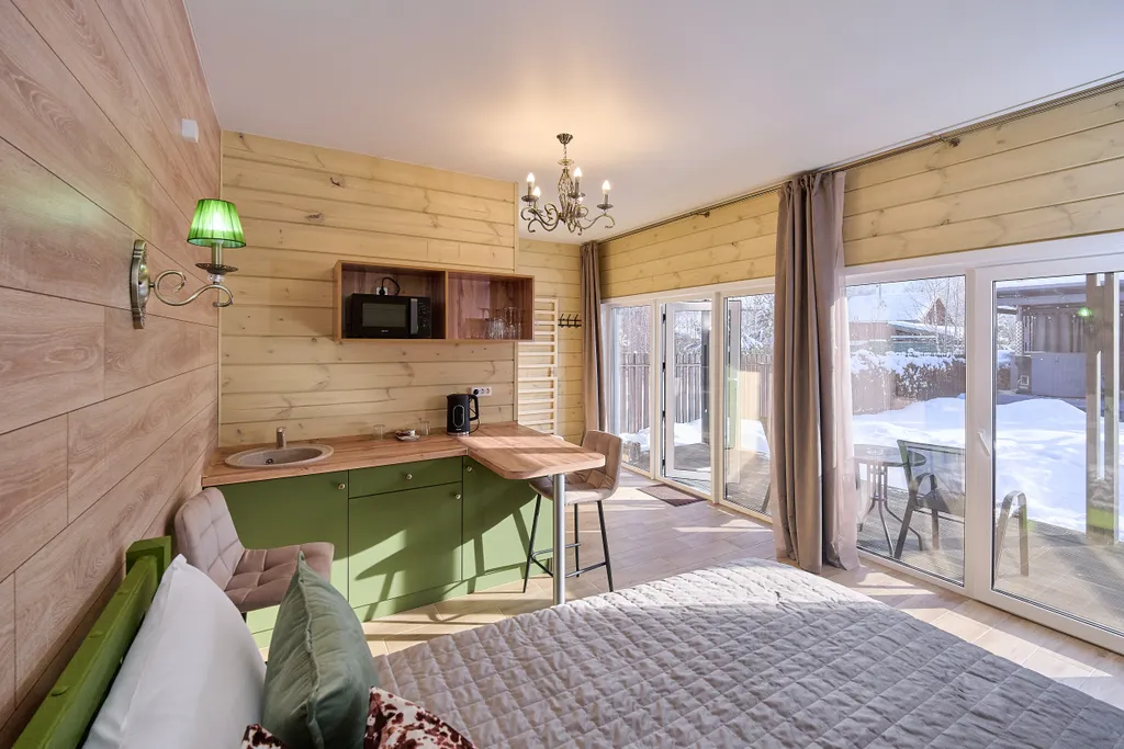 Шале для двоих, пешая доступность горнолыжных трасс