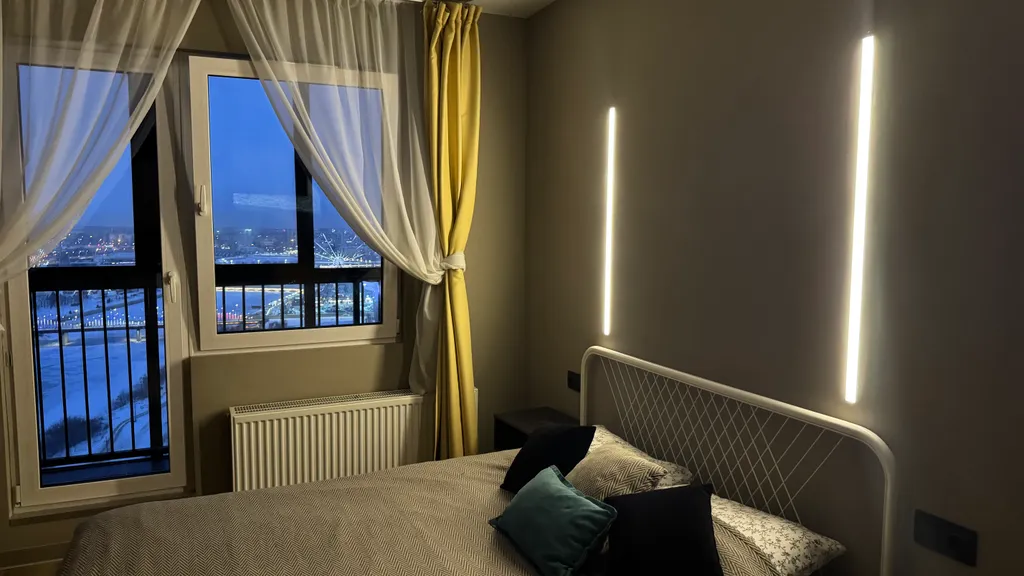 Большая студия в центре на 22 этаже с видом на реку и колесо обозрения