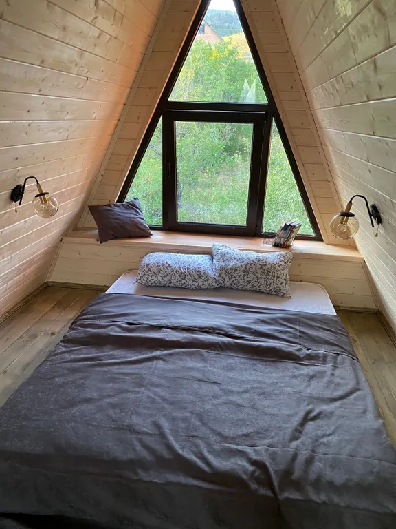 Стильный домик Aframe с баней и бассейном