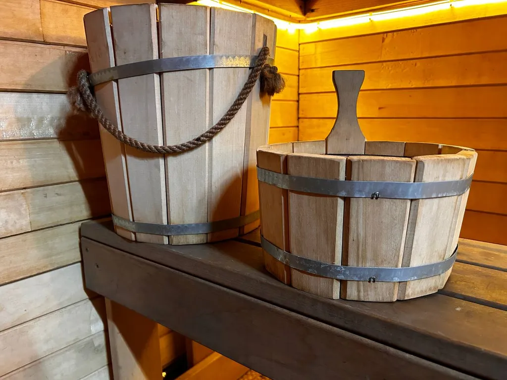 Дом с купелью и сауной, костровой зоной, мангалом и качелями