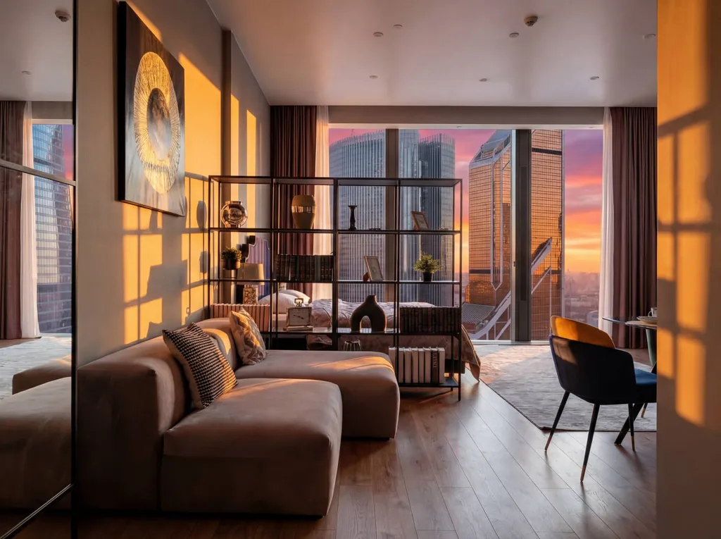 Квартира Neva City 43 этаж 51 м2 панорамный вид на небоскребы и город — аренда посуточно в Москва