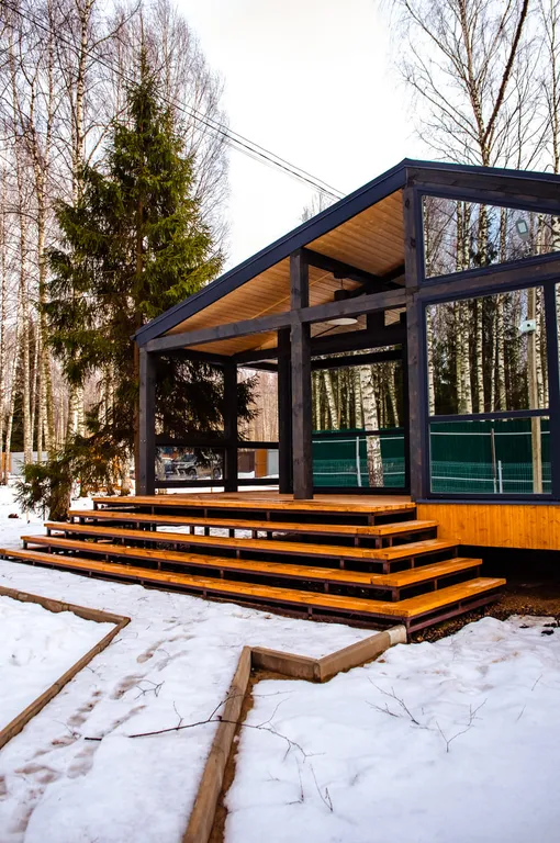 Дом В стиле лофт мини с панорамными окнами