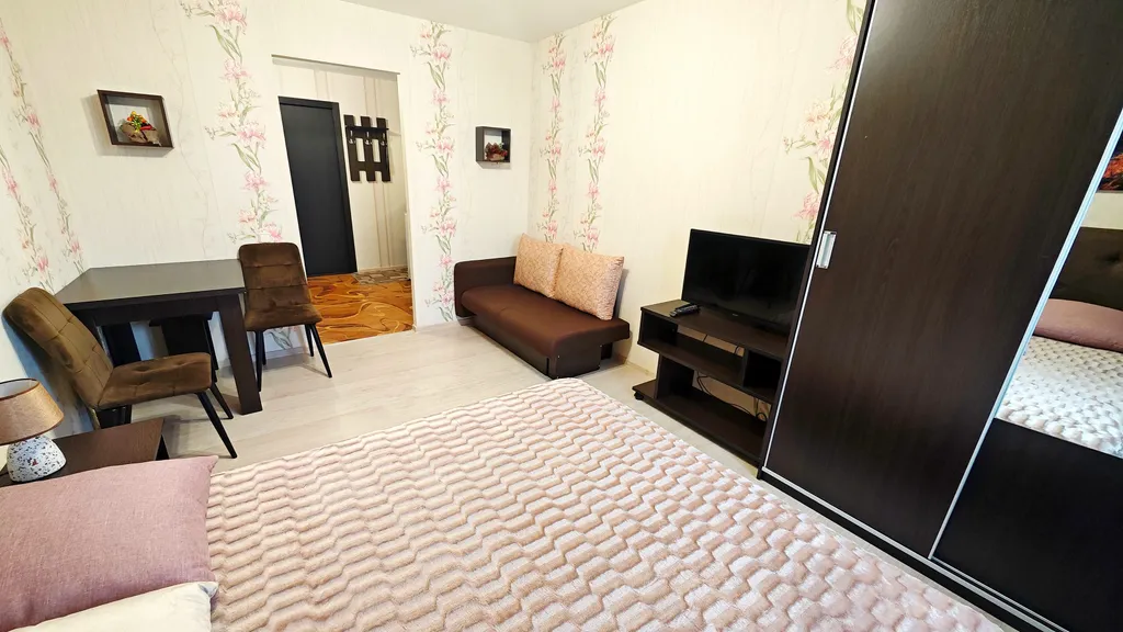 Каштановая студия улучшенная с кондиционером, кухней и ванной комнатой