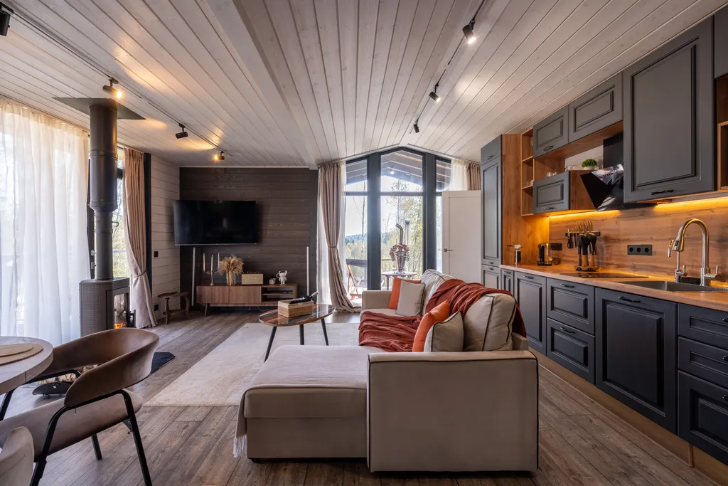 Дом с чаном и сауной у леса.