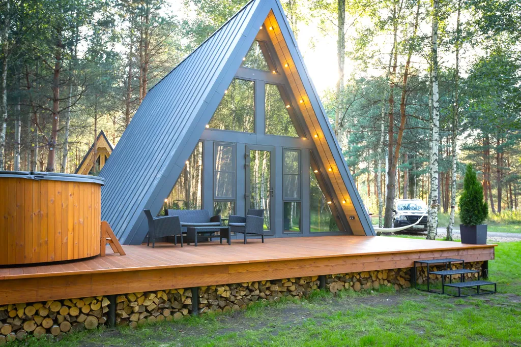 Домик A-Frame с купелью
