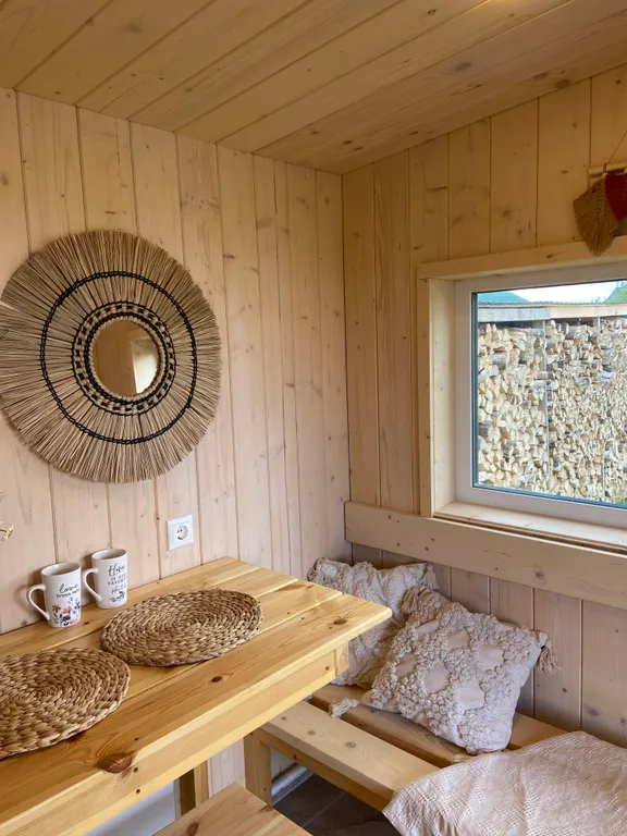 Уютный домик афрейм, банный чан, банька