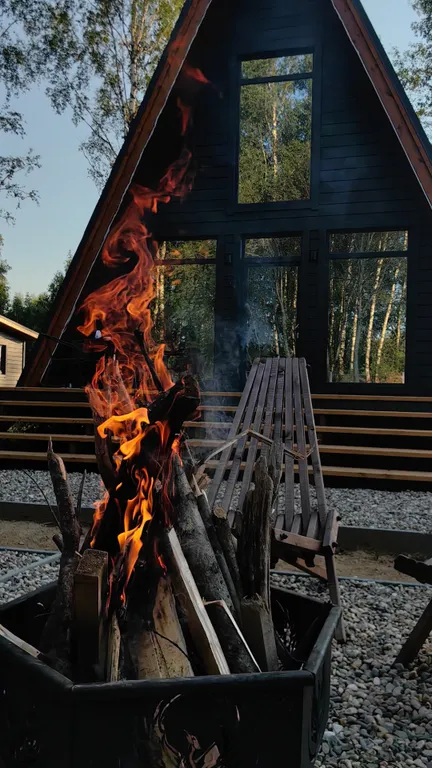 Чудесный домик A-frame с сауной Оливка