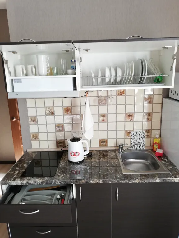 Студия с видом на горы и балконом