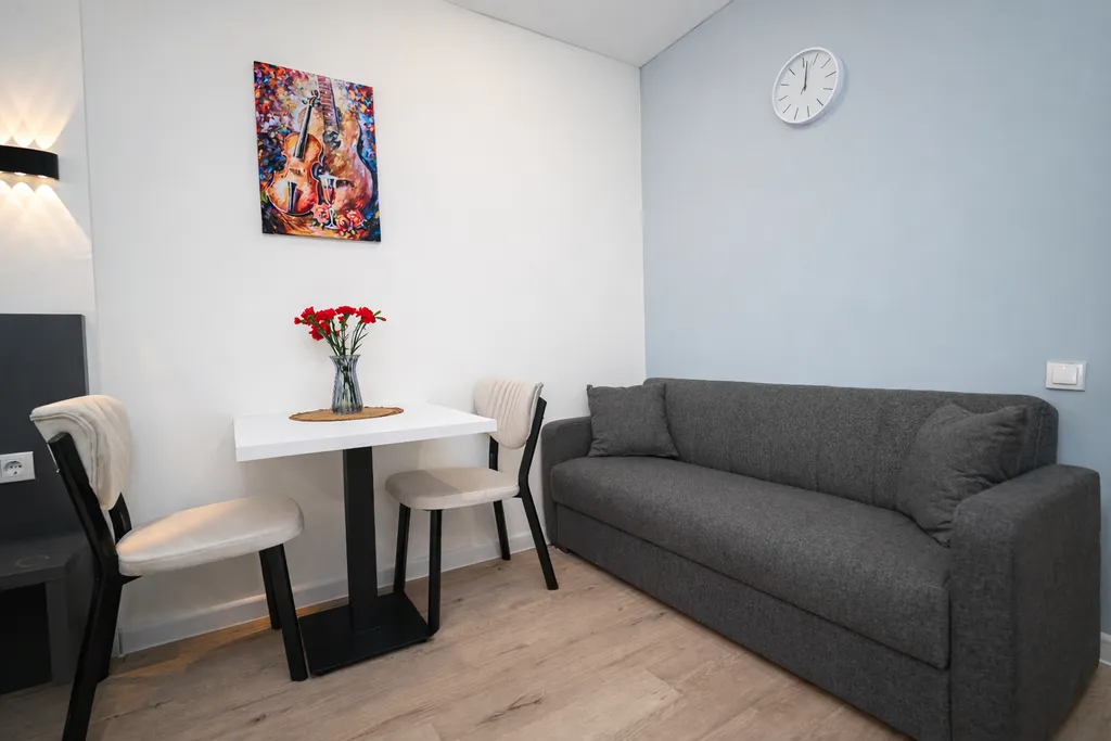 Студия с панорамным видом на город, горы и стадион