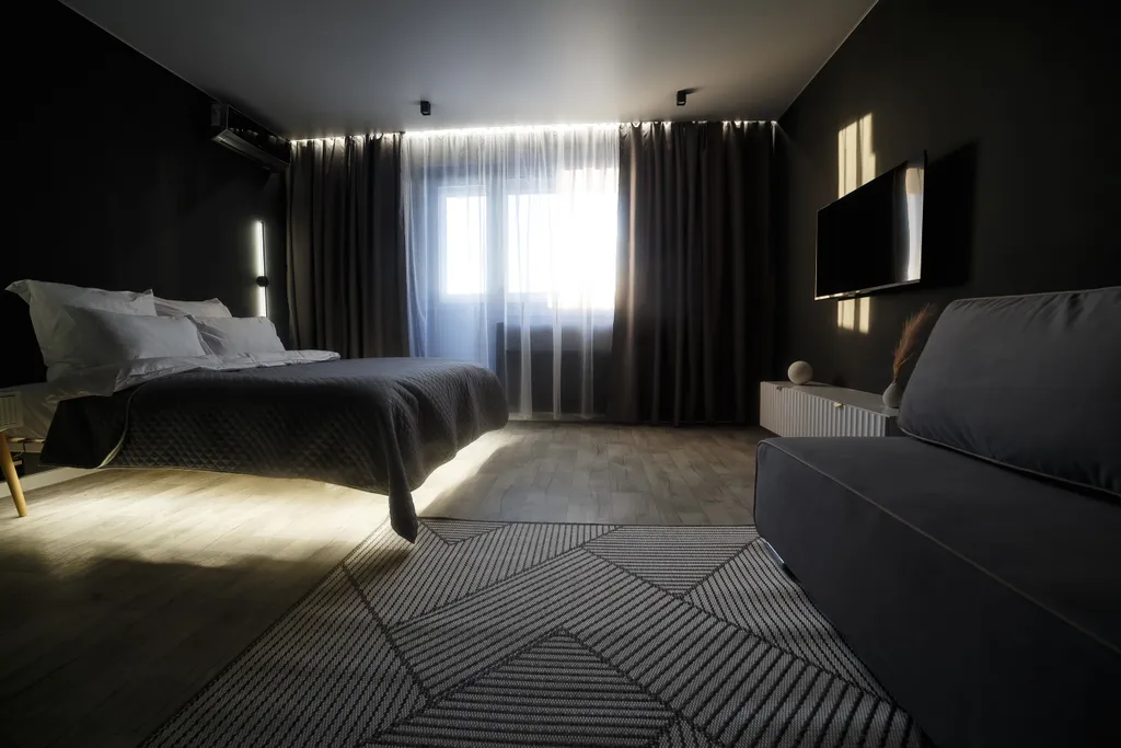 Стильная студия с дизайнерским ремонтом