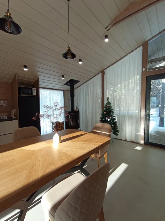 Панорамный дом с видом на лес и банным чаном