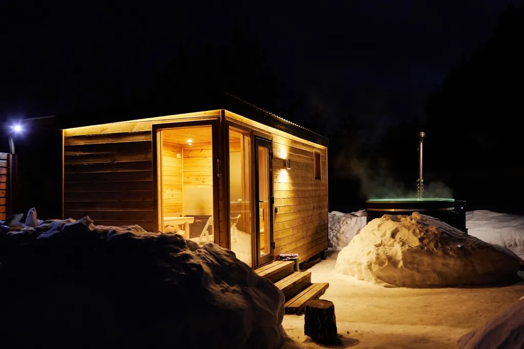 Дом с баней и купелью у леса