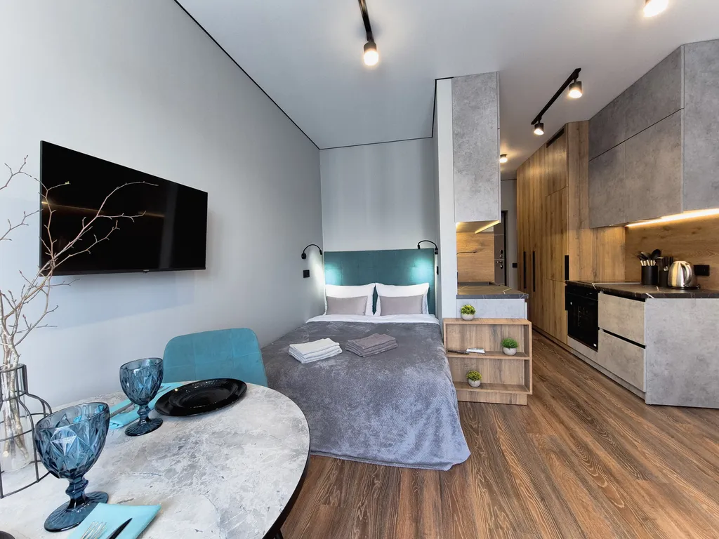 Уютная студия с ванной и прекрасным видом на реку и лес