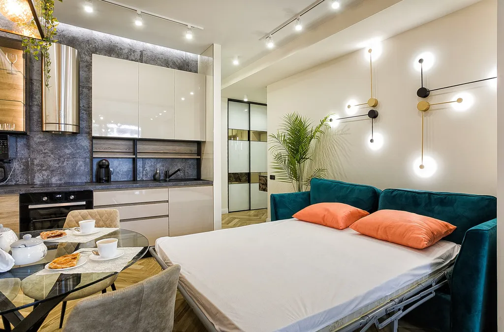 Студия с дизайнерским ремонтом в парковой зоне с террасой