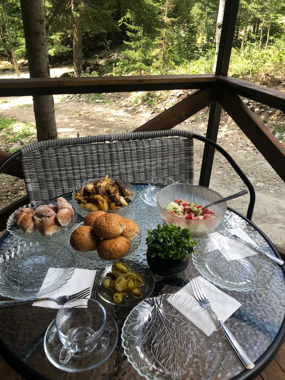 Домики-шале с видом на сосновый лес