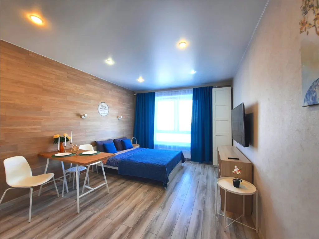 Студия для двоих — романтическое пространство с современным ремонтом