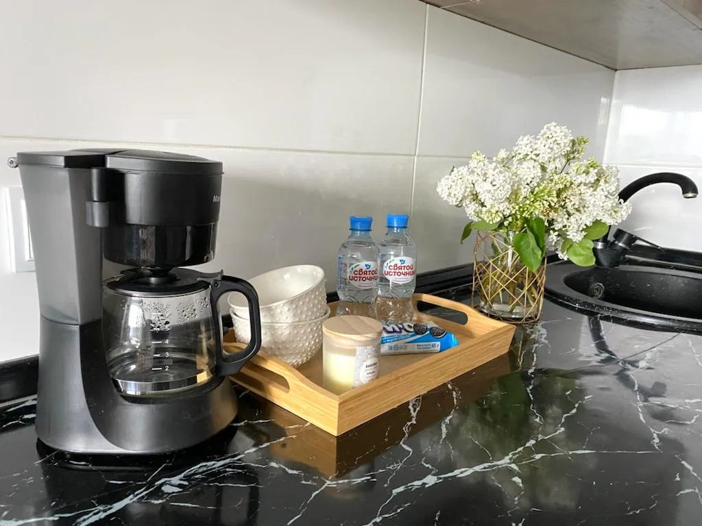 Студия Көктем с национальным колоритом и  видом на город