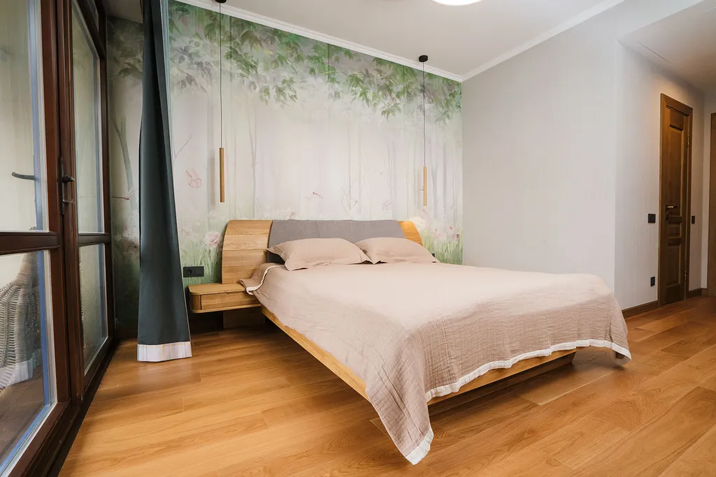 Красивый современный апартамент с 3 спальнями. Камин. Терраса. Горы.