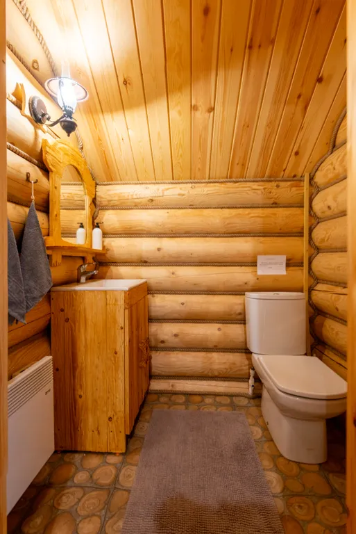 Большой деревянный коттедж рядом с озером и лесом