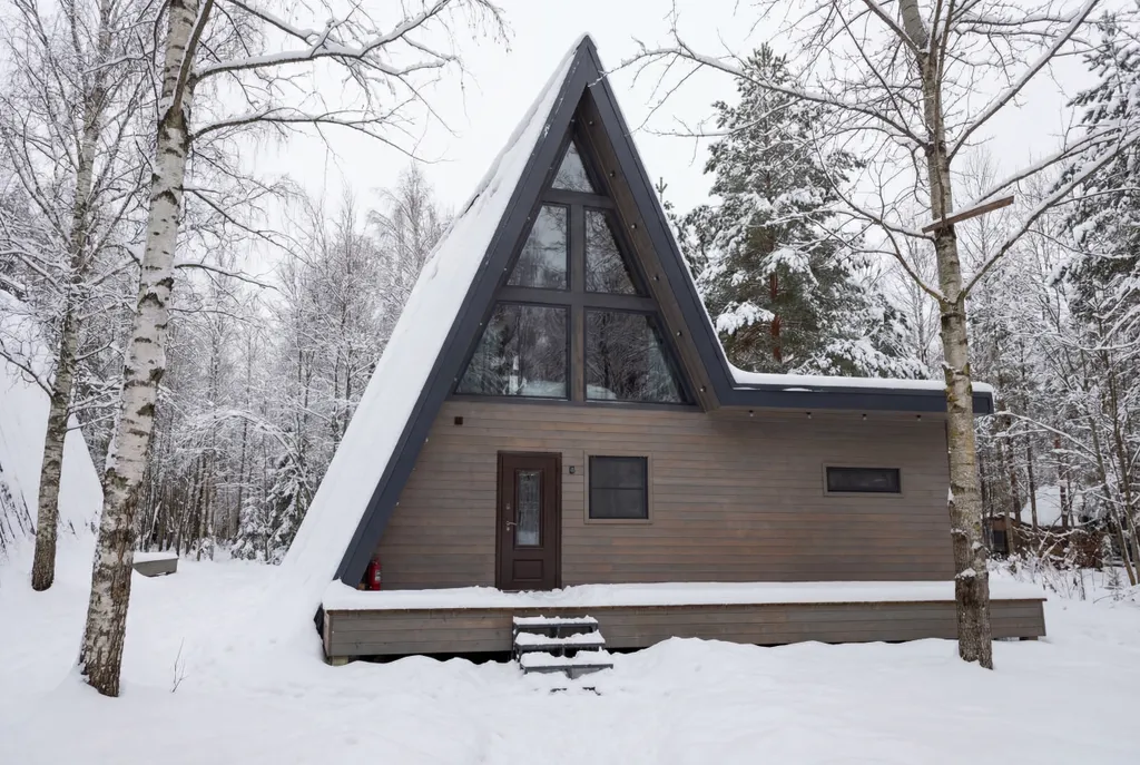 Домик A-Frame с купелью и баней 100 м2