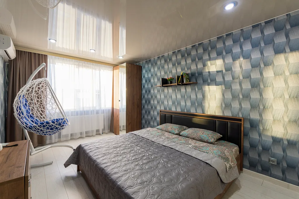 Уютная квартира в ЖК Паруса с подвесным креслом от Kravc Group