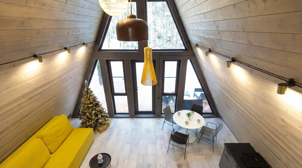 Домик A-Frame с купелью