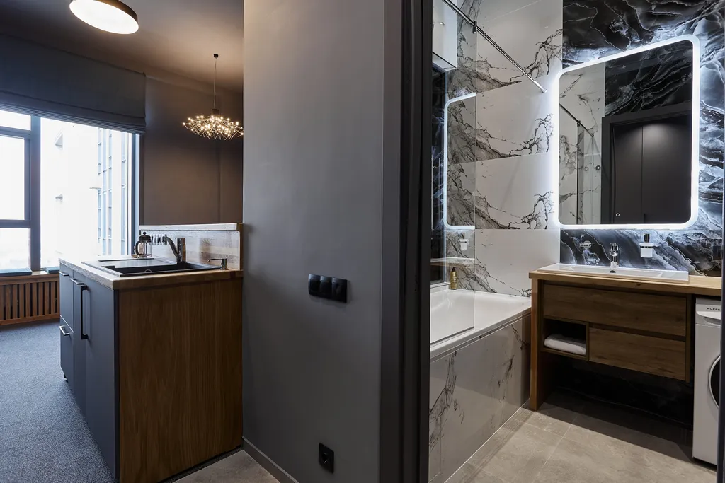 Квартира Квартира Дизайнерский лофт для двоих с ванной у окна и панорамным видом — Москва