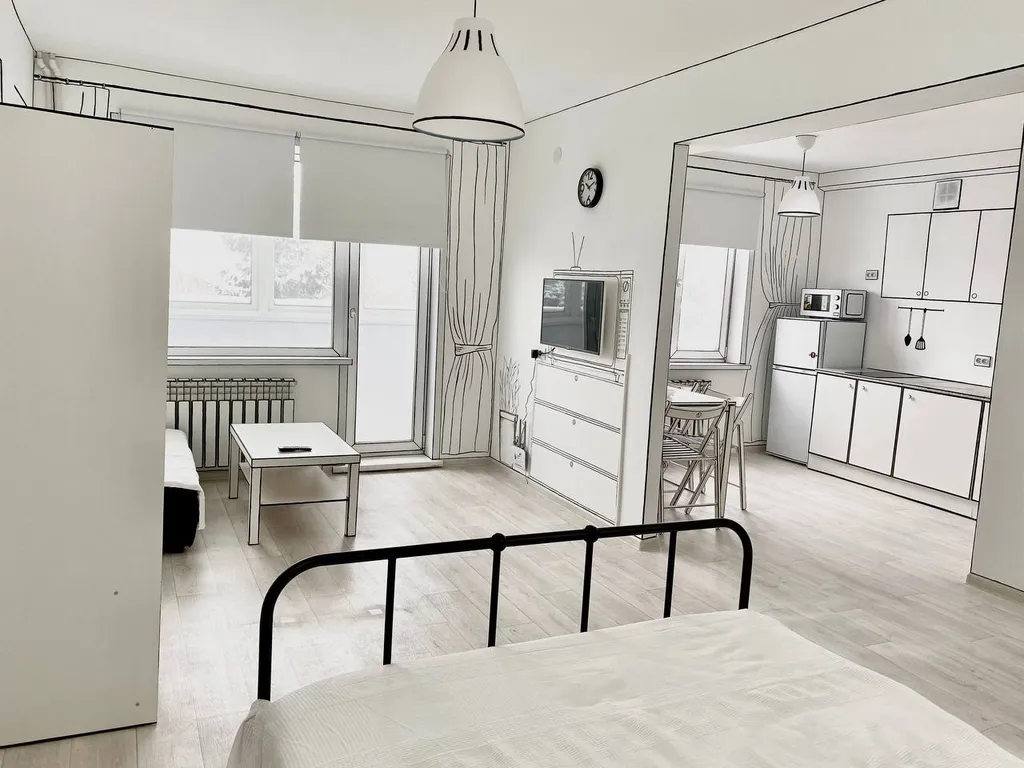 Квартира в стиле 2D рисунок на выезде в Военный городок