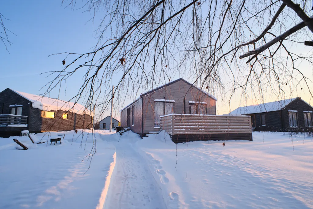 Алтайский - дом с костровой чашей и колонкой Алиса