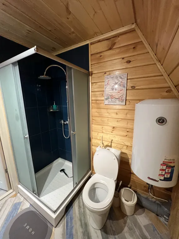 Уютный треугольный дом в окружении леса