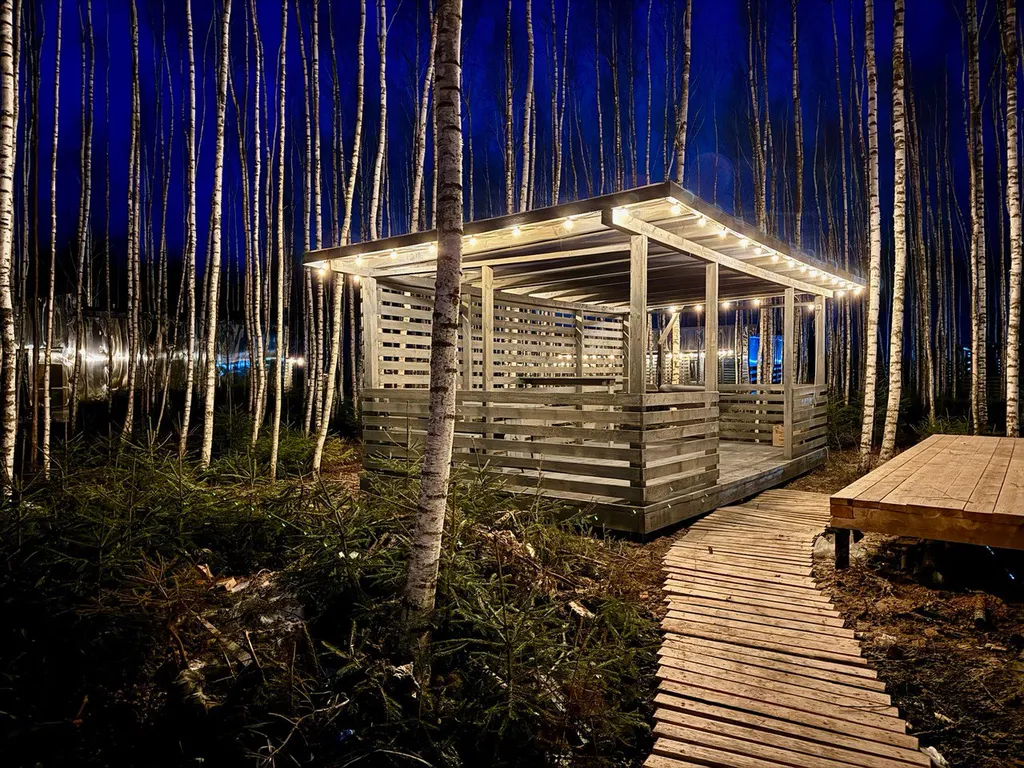 Коттедж Зеркальный дом с 2 спальнями, беседкой, собственной баней и купелью — Семеновское