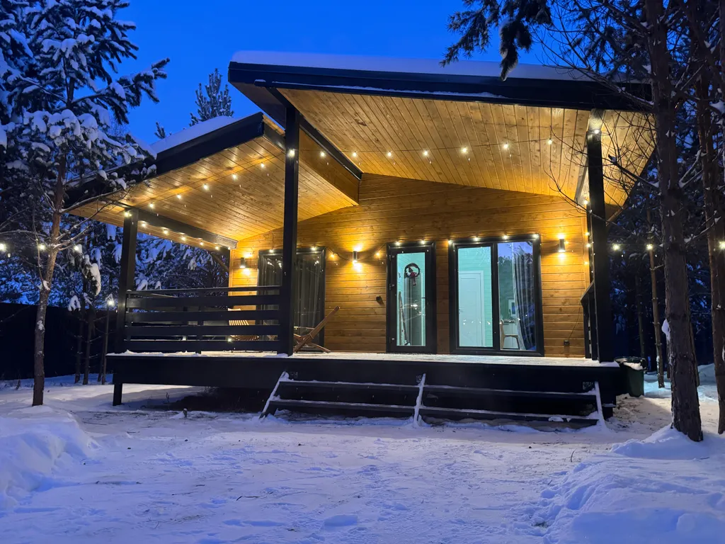 Уютный домик барн хаус в лесу с баней