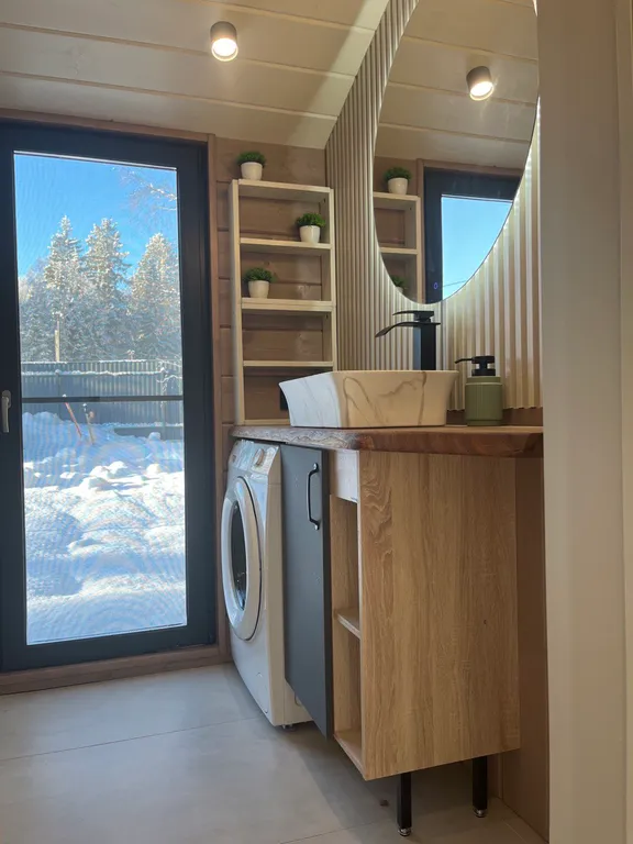 Панорамный дом с видом на лес и банным чаном