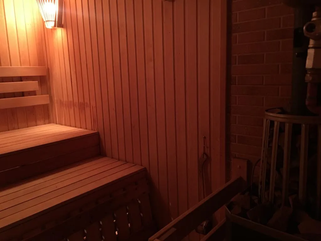 Бассейн в домике шале с сауной и мангалом